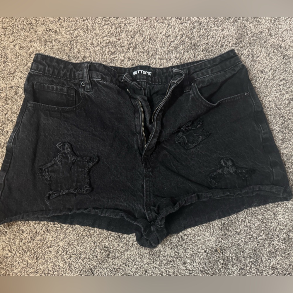 Social Collision Black Star Patch Girls Denim Shorts